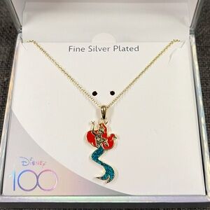 Disney 100 Ariel The Little Mermaid 14K Gold Flash Plated Necklace NIB